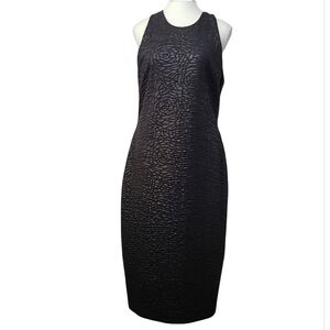 Alexia Admor Black 3D Floral Midi Dress Sz 14 Textured Neutral